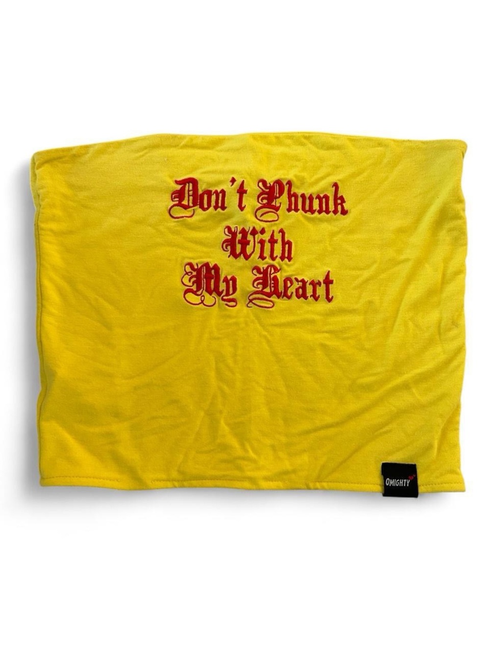 OMIGHTY "Don't Phunk With My Heart" Yellow Embroidered Tube Top - Size M